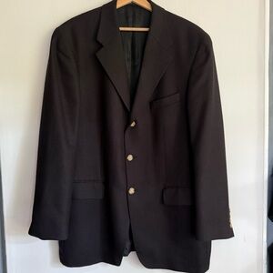 RALPH Ralph Lauren Black Silk Wool‎ 3 Button Blazer Sport Coat 42T Preppy Casual